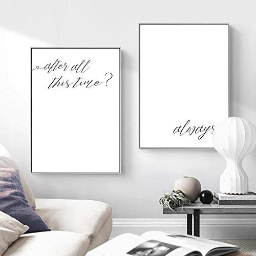 TITINGLUCK After All This Time Always Filmzitate Poster Drucke Wandkunst Leinwand Gemälde Buchliebhaber Geschenke Schwarz Weiß Home Room Decor 30x50cm(12x20in) x2 mit Rahmen