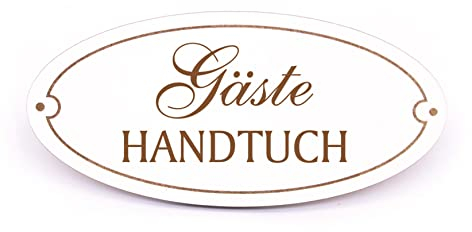 Türschild - Gäste Handtücher - Schild oval Gästehandtuch Gast Besucher Holzschild graviert selbstklebend Baddeko für Gäste-WC Ferienwohnung 15 x 7 cm (Gäste Handtuch)