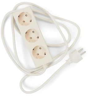 Pedestal Power Bar Pearl, Steckdosenleiste 2m, magnetisch, 3-Fach – Weiß | Praktische, stilvolle Mehrfachsteckdose mit Magnetboden für die Rückseite des TV-Ständers und andere magentische Oberflächen.