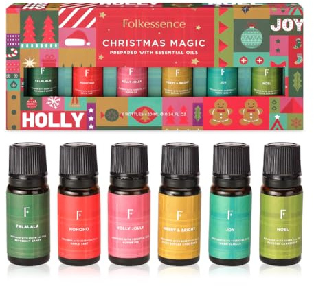 Folkulture Essential Oils Set for Diffusers- Peppermint, Candy, Apple Tart | Aromatherapy Oils for Home, Relaxation Home Ambience, Cranberry & Vanilla Fragrance Oils,peepermint,Candy,Essential oil,