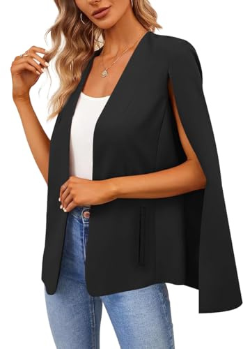 Damen Cape Blazer Split Langarm Open Front Blazer Jacke Business Casual Anzug Tops Cardigan Mäntel