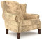 S-Style Möbel Sargans Chesterfield Sessel Ohrensessel Für Wohnzimmer Schlafzimmer Louge Büro Loungesessel Polstersessel Cocktailsessel Holzbeine Öko Leder Creme Braun 102 x 93 x 102 cm