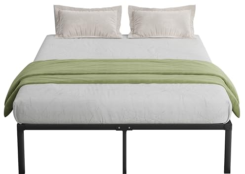 Novilla Bettgestell 120 x 200 cm, Metallbett mit Metall Lattenrosrt, Bettgestelle 30,5cm Höhe, Leichte Monrtaghe und Stauraum unter dem Bett, Schwarz