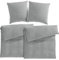 Pure Label Musselin Bettwäsche 155x220 4-teilig bestehend aus Bettbezug 155 x 220 cm 2er Set, Kissenbezug 80x80 cm 2er Set aus Baumwolle - Traumhaft kuschelige Bettwäsche-Sets in grau
