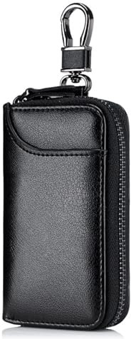 LTLSZRN Portachiavi in Pelle, Raccoglitore Chiave multifunzione,Borse universali per auto portachiavi per uomo donna,Tasche e Ganci, portafoglio portachiavi Impermeabile (nero)