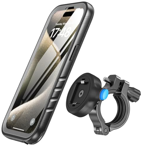 SPORTLINK Bike Phone Holder for iPhone 15 Pro Max Waterproof - Motorcycle Phone Mount Aluminium 【360° Rotatable/1s Quick Release】 Bicycle Motorbike Handlebar Mountain Hard Bumper