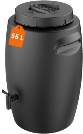 Tunna för tillverkning av organiskt gödselmedel – 55 liter – plastgödselmedel tank 60 x 38 cm, antracit – kompostbehållare, gödselfat, flytande gödselmedel, Jauche produktion av trädgårds- och
