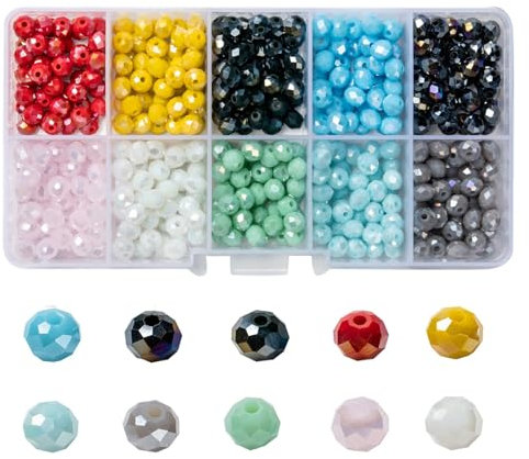 LEGENTLISUR 500 Pièces Facettes Perles Placage électrique Perles De Verre Cristal Facettes Cristal Perles De Verre Pour Fabrication De Bijoux DIY Artisanat(Opaque,Placage couleur AB,6mm)