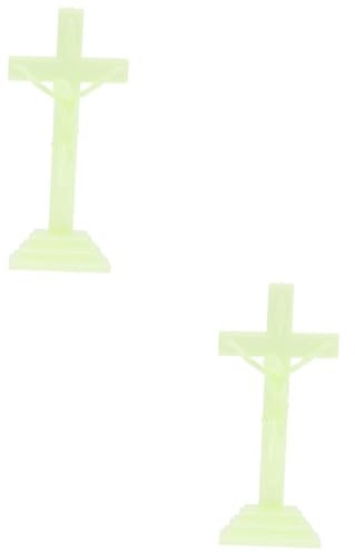 Cabilock 2St Leuchtende Jesus-Ikone religiöser Kreuzanhänger Wohnkultur Jesu Kreuz Heimdeko bastelset Kreuz Figur Jesus Kreuz Schmuck Metall Statue Skulptur Kunsthandwerk kreuzen Plastik
