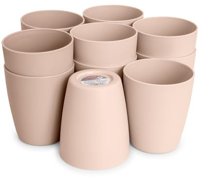 Set di 12 bicchieri in plastica rigida Classic riutilizzabili e infrangibili per feste ed eventi (marrone, bicchieri da 400 ml)