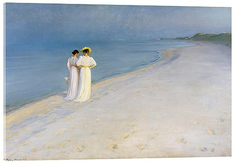 Posterlounge Soirée d'été sur la plage du sud de Skagen Tableau en verre acrylique de Peder Severin Krøyer 30 x 20 cm Tableaux Décoration murale