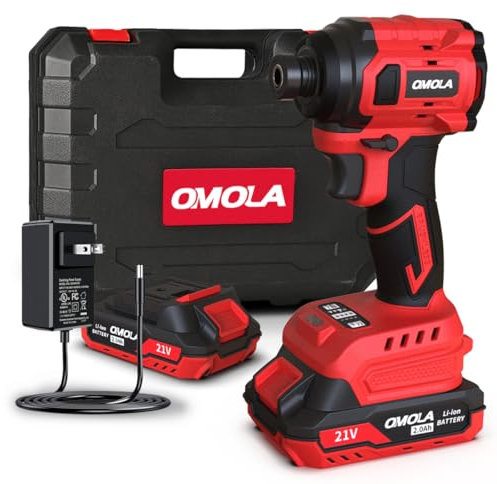 Impact Driver,2500 In-lbs,1/4 Hex Chuck,High Torque 3200 RPM,Impact Drill With A 15C 21V 2.0Ah Li-Ion Battery,Fast Charger,Brushless Motor,Suitable for Domestic And Construction Site Work
