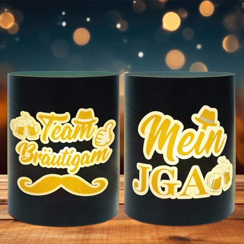 TGFIX 12Pcs JGA Männer Windlicht Tischdeko Team Bräutigam Tischdeko Schwarz Gold Junggesellenabschied Männer Windlichter Deko Polterabend JGA Party Dekoration Geeignet für Teelichter Kerzen