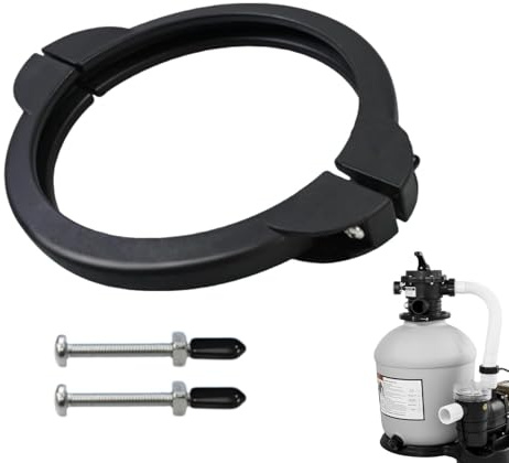 Flanschventilklemme für Sandfilterpumpe - Schwimmbad-Klemmring mit Schrauben | Kompatibel mit 12 und 14 Zoll Sandfiltern, Ersatzklemme für Poolfilteranlagen, einfache Installation u