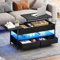 DWVO Couchtisch Höhenverstellbar mit 2 Schublade und Offener Lagerraum, LED Couchtisch mit Verstecktem Ablagefach, Wohnzimmertisch 106 x50x51,5cm