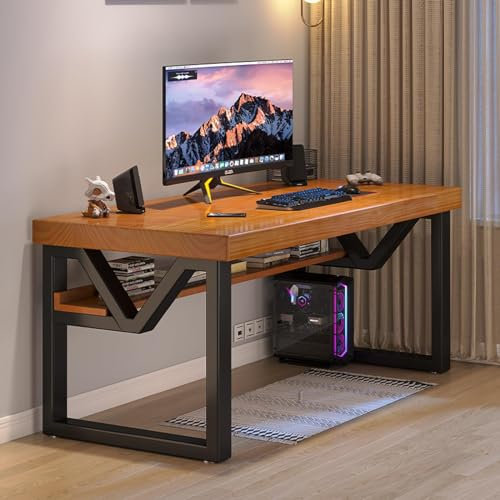 GAOXIONG Schreibtisch aus Massivholz, Computertisch aus Eiche, Arbeitstisch, Mid-Century-Moderne Home-Office-Schreibtische, Esstisch für Schlafzimmer, Wohnzimmer, Zuhause und Büro, Küche (47 x 20 x