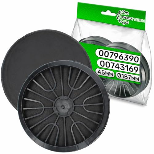 Carbón Filtro Campana Extractora Ø 187 mm con Código Original 00743169 00796390 DHZ5276 Z5138X1 LZ52751 para Bosch para Balay para Constructa para Siemens para Neff - ONIX TECH - Garantía de 5 Años