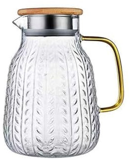 Lijiaxiuyc-101 Carafe Carafe à Eau en Verre résistant à la Chaleur de 1 500 ML avec Couvercle en Acier Inoxydable Carafe Eau