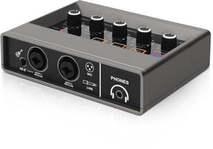 Wrtysully Mixer Audio Professionale USB Interfaccia Audio Scheda Audio Attrezzatura per DJ Studio di Registrazione Convertitore Chitarra Elettrica