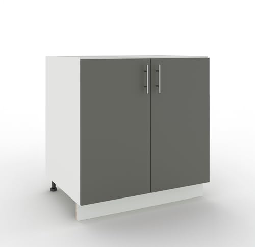 JD Greta Adjustable Kitchen Sink Base Unit - 800mm - Sink Cabinet with Doors (No Worktop) - Grey Matt