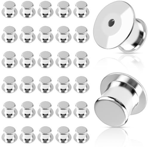 JAXICREY 30 Stück Pin Verschluss, Metall Pin Sicherheitsverschluss Anstecker Anstecknadel Anstecknadeln Pins Verschluss Schrauben Verschlussstifte für Brosche DIY Schmuckherstellung Namensschilder