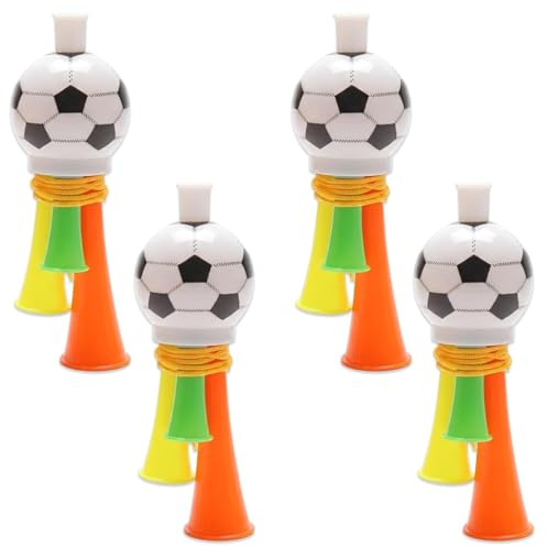 CATZUM 4 Stücke Druckluft Fanfare Tröte Set - Laute Air Horn Vuvuzela für Sport Events, Fußball Fangesänge und Kindergeburtstag, 13.5 cm