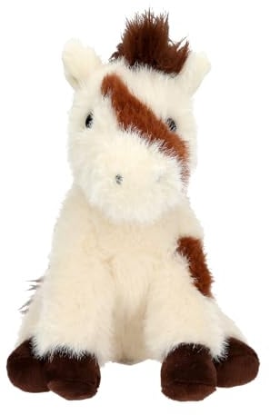 Depesche 14045 Miss Melody - Kuscheltier Pferd in Creme mit Flecken in Braun, mit weichem Fell und schwarzen Augen, ca. 20 cm großes Plüschtier