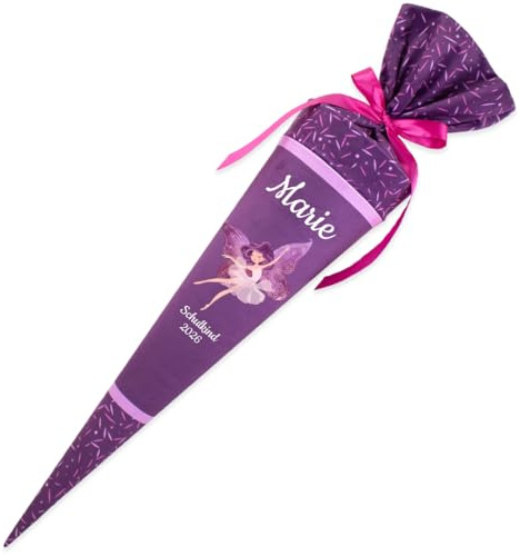 Dein Lieblingsteil Deine Schultüte aus Stoff Kuschel Velvet Wunschmotiv individualisierbar mit Wunschname personalisierbar 70 cm 85 cm – Mädchen (Modell 18: Fee, 85 cm mit Kissen)