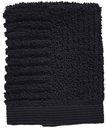 Zone Denmark Classic Waschlappen/kleines Handtuch, 100% Baumwolle, 30 x 30 cm, schwarz