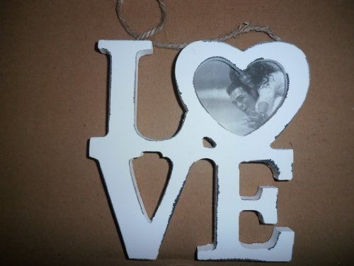 Boltze Holz Bilderrahmen weiß gewischt Love zum Hängen Shabby chic