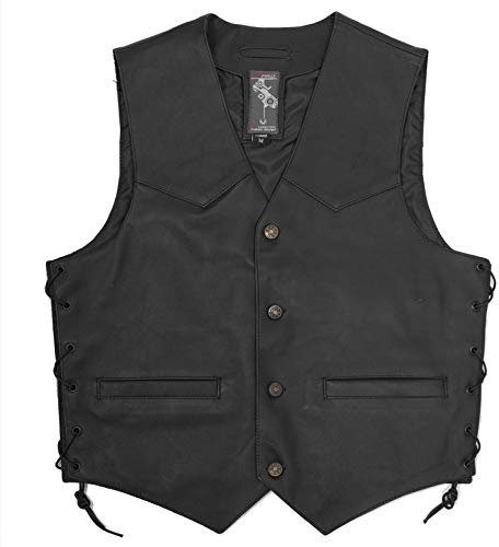 A-Pro Lederweste Unisex Motorrad Chopper Custom American Custom Schwarz XXL