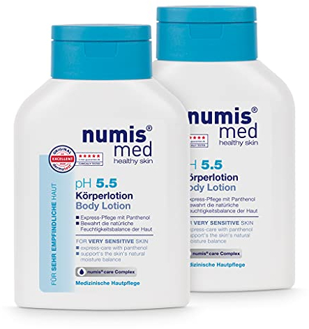 numis med Bodylotion ph 5.5-2er Pack Hautberuhigende Körperlotion für sehr empfindliche & sensible Haut - vegane Hautpflege ohne Silikone, Parabene & Mineralöl - Lotion (2x 200 ml)