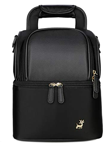 ThreeH Milchpumpe Tasche Rucksack Muttermilch Stillen Kühltasche Zwei Schichten für Mutter Outdoor Arbeit Babyflasche Tote BD06 Black