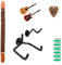 Horizontal Guitar Wall Mount comes with Guitar Strap and Pick, Black Padded Wall Hanger hooks to Mount and Display Electric and Acoustic Guitars, Bass, Ukulele, Banjo or Mandolin