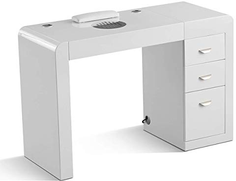 Professioneller Manikürtisch, modulares Nagelstudio, Schubladen, Sauger mit Filter, LED, Nagellackklammern (Basic L)