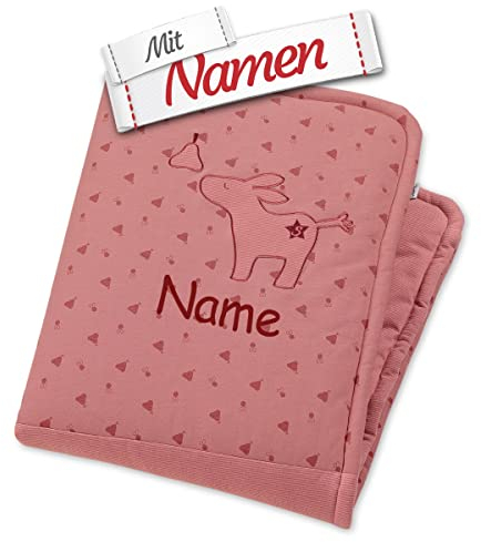 Sterntaler Emmily Schmusedecke mit Namen bestickt, Wattierte Kinderdecke Babydecke Kuscheldecke für Mädchen, 75 x 100