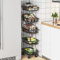 Wisdom Star 5 Tier Fruit Vegetable Basket for Kitchen, Fruit Vegetable Storage Cart, Vegetable Basket Bins, Wire Storage Basket Organizer Utility Cart with Wheels, Medium, Black