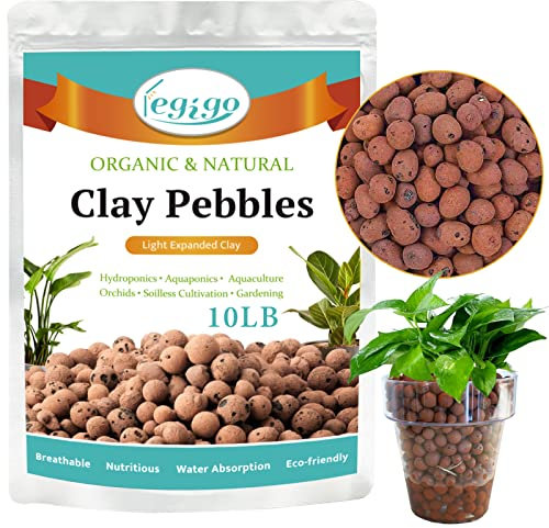 Legigo Ciottoli di argilla espansa biologica da 4,5 kg, palline di argilla Leca leggere da 4 mm-16 mm, ciottoli di argilla idroponica e acquaponica, mix per invasatura di orchidee, drenaggio, terrario