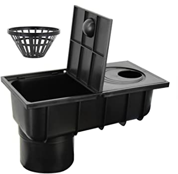 Regensinkasten für EIN Fallrohr von DN50 - DN110 mit Schmutzfang Anschluss senkrecht DN110 Schwarz Fallrohr KG Rohr Regenablauf Mauerwerk