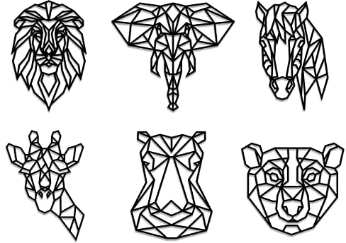 SUPERDANT 6 STÜCKE Tier Holz Geometrischer Dschungel Kinderzimmer Dekor Elefant Schwarzes Holz Durchbrochene Wandbehang Safari Giraffe Löwe Kunstdekorationen Für Afrikanische Kinder Mit Waldmotiven