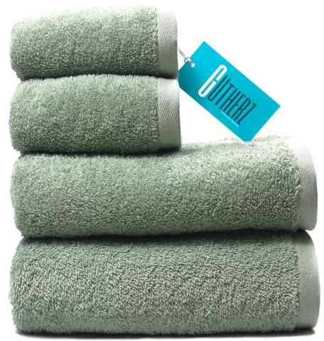 Gutherz | Handtuch Set | Badetuch Set 600g/m2 Luxusklasse | 100% Baumwolle - Weich und Saugstark (Mintgrün, 4er Set - 2X Duschtuch 70x140 + 2X Handtuch 50x90)