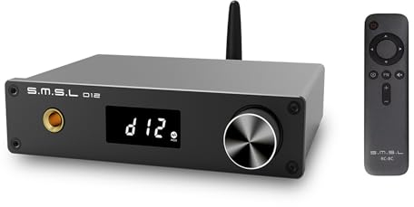 S.M.S.L D12 Audio DAC Mini HiFi Audio Decoder DAC Eingang USB/Koaxial/Optischer Ausgang RCA/Kopfhörerverstärker DSD512 32-bit 768 KHZ für PS5 Switch Unterstützung MQA (Schwarz)