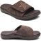KuaiLu Mens Orthotic Slides Soft Cushion Sport Sandals with Plantar Fasciitis Arch Support Adjustable Open Toe Summer Slippers Slip on Indoor Outdoor Dark Brown Size 10.5