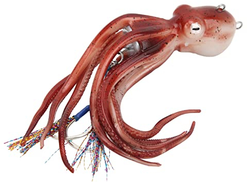 Angeln Octopus Köder, Angeln Tintenfisch Köder Künstliche Spray Tinte Design Rot 300g Köder Angeln Octopus Köder für Meeresangeln Zubehör