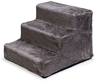 Karlie Easy Step Hundetreppe, Hundezubehör, Plüsch/Holz, Dunkelgrau -