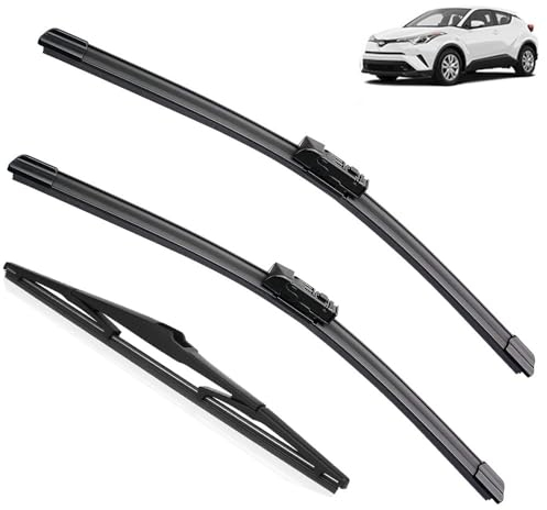 Juego de limpiaparabrisas traseros delanteros LHD RHD compatible con Toyota C-HR CHR 2016 2017 2018 2019 2020 2021 2022 2023 Parabrisas 261614 (Color : Front Rear, Size : LHD)