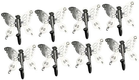 Cabilock 8 ganci in acciaio inox a farfalla, gancio singolo appendiabiti da parete in metallo per zaino da parete a forma di pothook, gancio appendiabiti per la modellazione degli animali