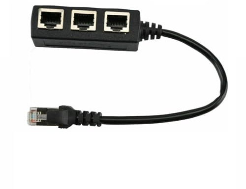RJ45 Ethernet Network Adapter, Cable 1 to 3/1 to 2 LAN Network Plug Splitter for Ethernet Extension with 2 & 3 Female Ports and 1 Male Port KK's (1 to 3 LAN Network Splitter)