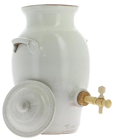 Par Faim de Normandie Vinaigrier en grès blanc 3L poterie artisanale Turgis (Blanc)