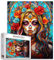 Tucocoo 1000 Piece Jigsaw Puzzles for Adults Sugar Skull Goddess Painting Jigsaw Puzzle Day of The Death 1000 Pieces Puzzles for Challenging Family Activity Game Rose Woman DIY Puzzle Wall Decor